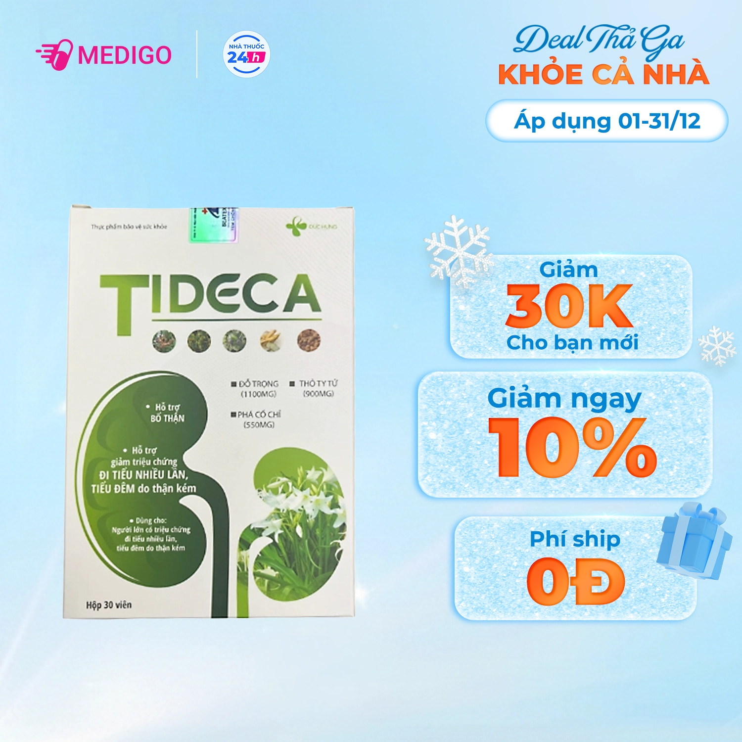 Viên uống hỗ trợ bổ thận Tideca Beatexpharm hộp 30 viên