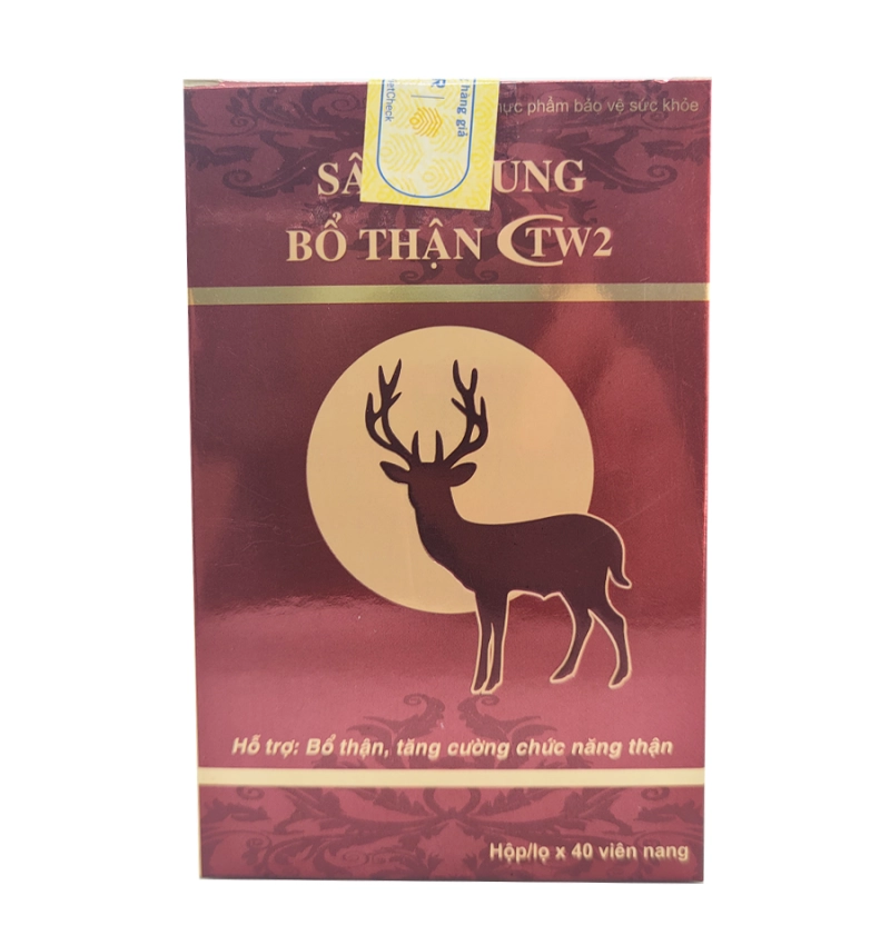 Hỗ trợ bổ thận, tăng cường chức năng thận SÂM NHUNG BỔ THẬN TW2 Dược Đức hộp 1 lọ x 40 viên nang