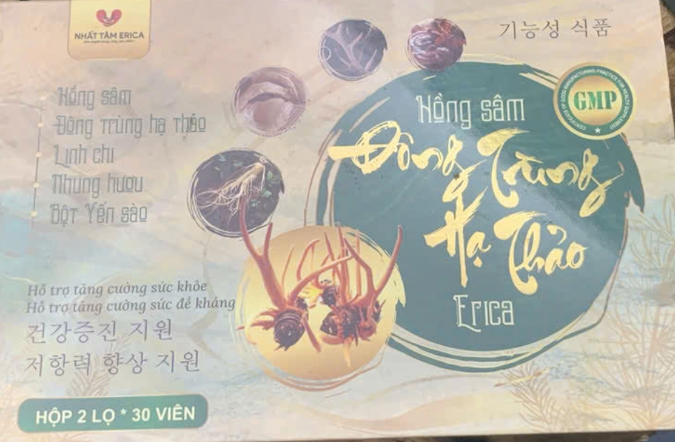 Hồng sâm Đông Trùng Hạ Thảo Erica hộp 2 lọ x 30 viên