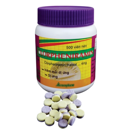 Thuốc chống dị ứng Clorpheniramin 4mg Vacopharm chai 500 viên