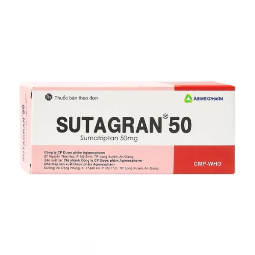Thuốc trị đau nửa đầu Sutagran 50 Agimexpharm hộp 2 vỉ x 6 viên