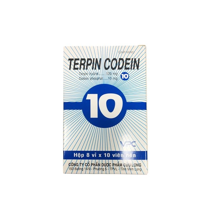 Thuốc ho Terpin Codein 10 VPC hộp 8 vỉ x 10 viên nén