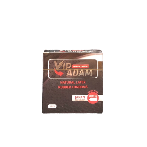 Bao cao su Vip Adam Dotted (gân gai, đen) hộp 3 cái