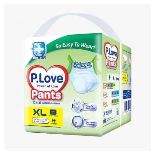 Tã quần người lớn P.Love size XL ( vòng bụng 81-152 cm) gói 8 miếng