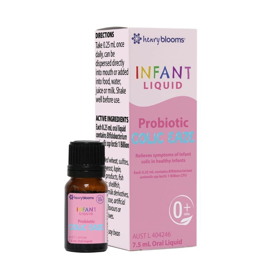 Hỗ trợ cân bằng hệ vi sinh đường ruột Infant Liquid Probiotic Colic Eaze Henry Blooms hộp 1 lọ 7,5 ml