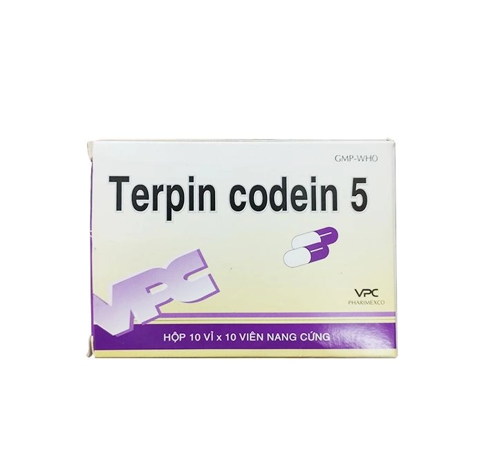 Thuốc điều trị ho Terpin Codein 5 VPC hộp 10 vỉ x 10 viên nang cứng