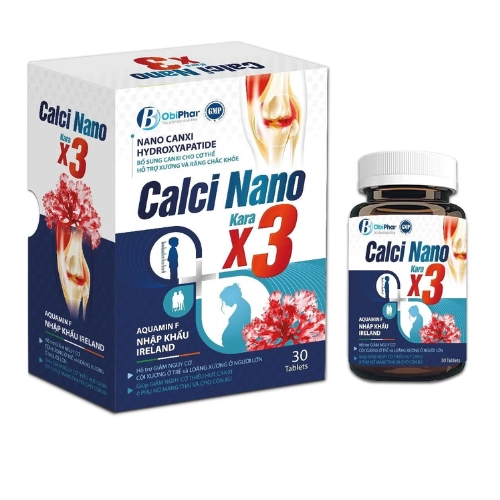 Viên uống bổ sung canxi và vitamin D3 Calci Nano X3 Kara hộp 1 lọ 30 viên
