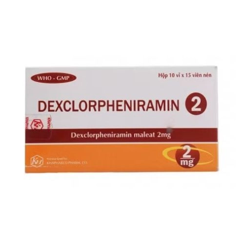 Thuốc trị dị ứng, ngứa, thuỷ đậu Dexclorpheniramin 2mg Khapharco hộp  10 vỉ x 15 viên