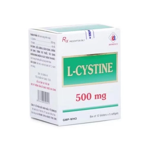 Thuốc hỗ trợ điều trị rối loạn dưỡng tóc và móng L - Cystine 500 mg Domesco hộp 12 vỉ x 5 viên