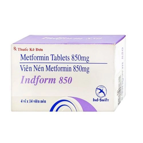 Thuốc điều trị đái tháo đường INDFORM 850MG hộp 4 vỉ x 14 viên