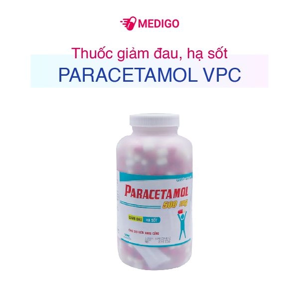 Thuốc giảm đau, hạ sốt Paracetamol 500mg VPC lọ 500 viên nang cứng Đỏ - Hồng