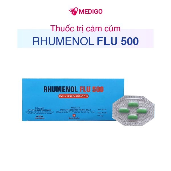 Thuốc trị cảm cúm Rhumenol Flu 500 hộp 100 viên