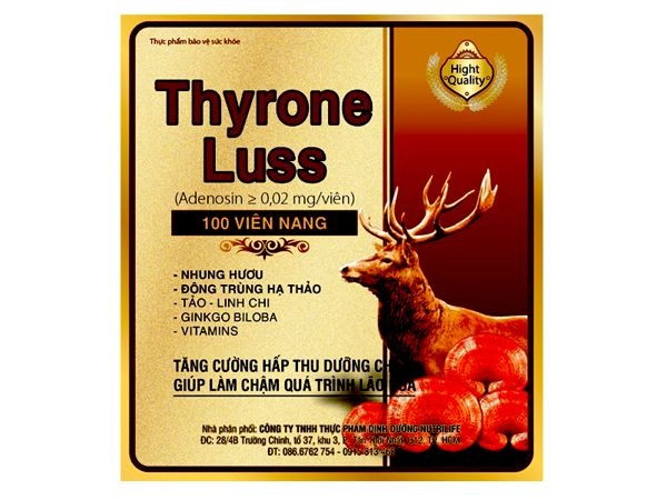 Viên uống bồi bổ sức khỏe Thyrone Luss hộp 10 vỉ x 10 viên nang