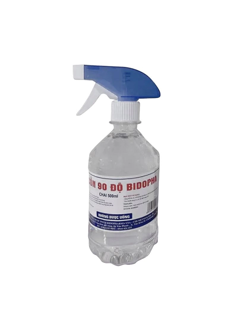 Dung dịch sát khuẩn Cồn 90 độ BIDOPHA (có vòi xịt) chai 500ml