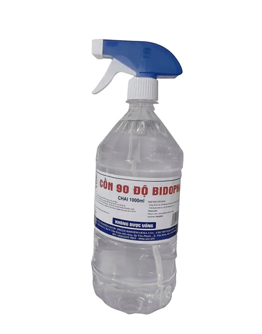 Dung dịch sát khuẩn Cồn 90 độ BIDOPHA (có vòi xịt) chai 1000ml