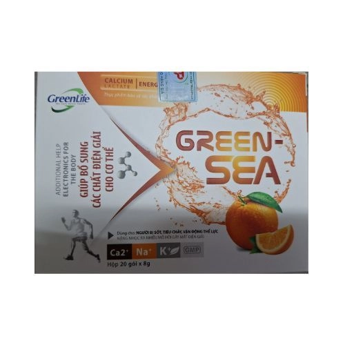 Giúp bổ sung các chất điện giải cho cơ thể Green-Sea (Hương cam) hộp 20 gói x 8g