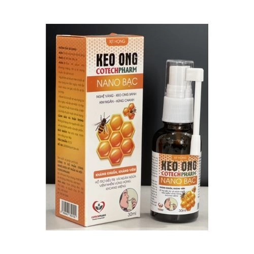 Xịt họng Keo ong Nano Bạc Cotechpharm hộp 1 chai 30ml