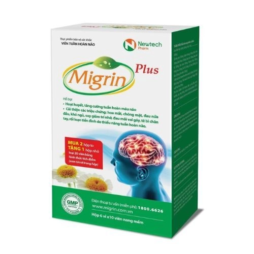 Viên uống hỗ trợ trị chứng đau nữa đầu Migrin Plus hộp 6 vỉ x 10 viên