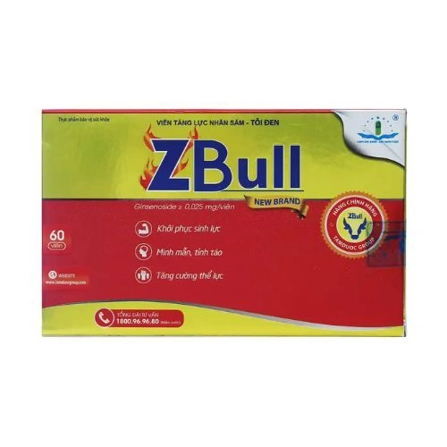 Viên tăng lực nhân sâm - tỏi đen ZBull New Brand M hộp 60 viên