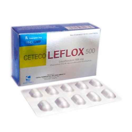 Thuốc kháng sinh Ceteco Leflox 500mg hộp 10 vỉ x 10 viên