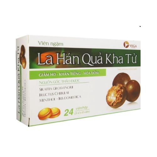 Hỗ trợ giảm ho, giảm đờm viên ngậm La Hán Quả Kha Tử hộp 3 vỉ x 8 viên