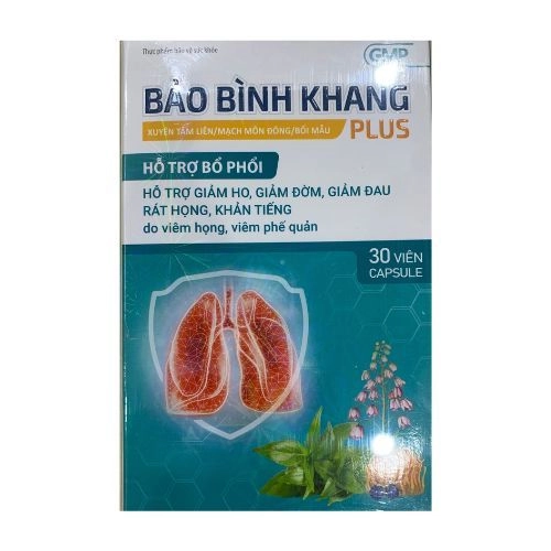 Hỗ trợ bổ phổi, hỗ trợ giảm ho, giảm đờm Bảo Bình Khang Plus hộp 30 viên nang