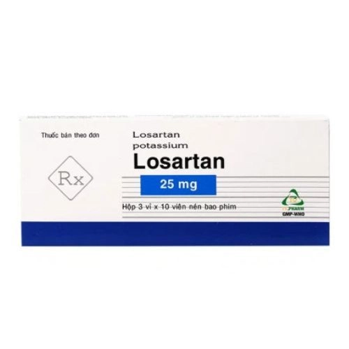 Thuốc điều trị tăng huyết áp LOSARTAN 25mg (TV. PHARM) hộp 3 vỉ x 10 viên