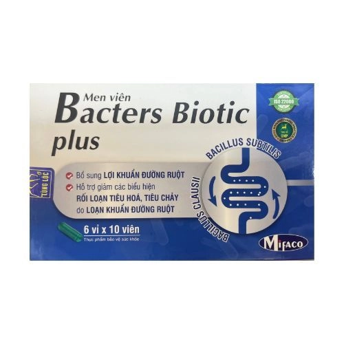 Bổ sung lợi khuẩn men viên Bacters Biotic Plus hộp 6 vỉ x 10 viên nang cứng