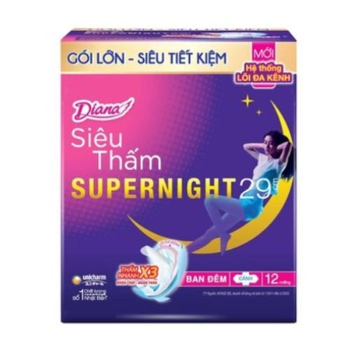 Băng vệ sinh Diana SuperNight 29cm gói 12 miếng