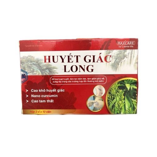 Hỗ trợ hoạt huyết giảm bầm tím giảm sưng phù nề Huyết Giác Long hộp 3 vỉ x 10 viên nang mềm