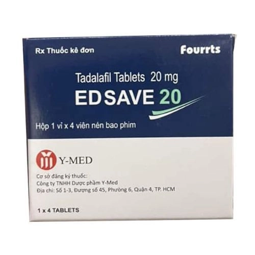Thuốc trị rối loạn cương dương EDSAVE 20 Tadanafil Tablels 20mg hộp 1 vỉ x 4 viên