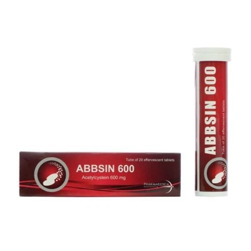 Viên sủi điều trị bệnh lý hô hấp có đờm nhày quánh Abbsin 600 tuýp 20 viên