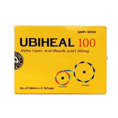 Thuốc Ubiheal 100 Nam Hà điều trị các rối loạn cảm giác do bệnh thần kinh đái tháo đường Ubiheal 100 hộp 5 vỉ x 6 viên
