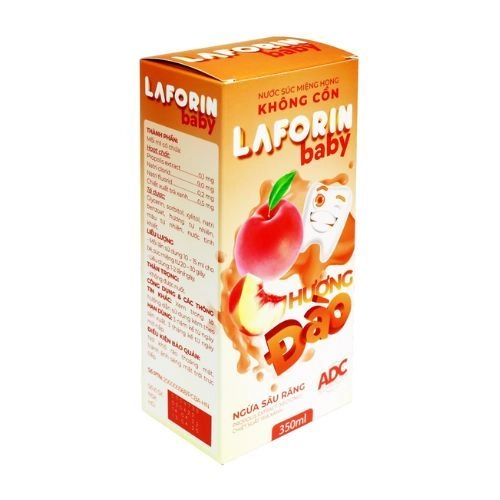 Nước súc miệng không cồn Laforin Baby (hương đào) hộp 1 chai 350ml