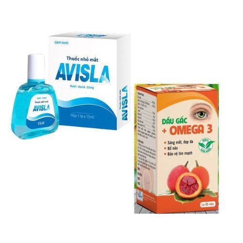 Combo dưỡng mắt  2 lọ nhỏ dưỡng mắt Avisla + 1 hộp Omega3+gấc