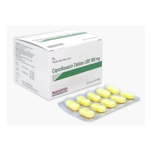 Kháng sinh Ciprofloxacin 500mg Macleods Ciprofloxacin Tablets USP 500mg  Hộp 10 vỉ x 10 viên
