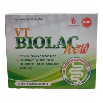 Men vi sinh VT Biolac New hộp 10 vỉ x 10 viên