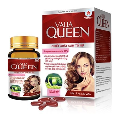 Viên uống bổ sung nội tiết tố nữ, giúp làm đẹp da Valia Queen hộp 1 lọ 30 viên
