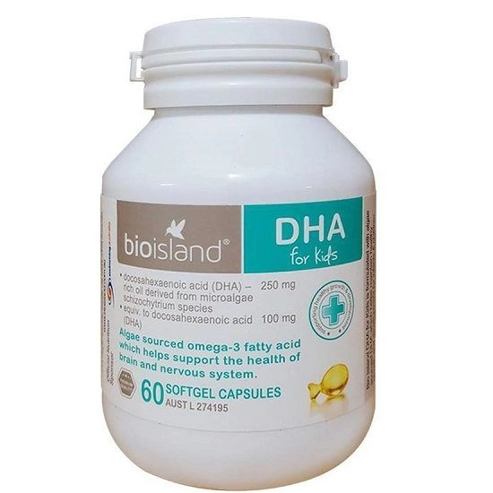 Viên uống bổ sung DHA cho bé Bioisland DHA For Kid  lọ 60 viên nang mềm