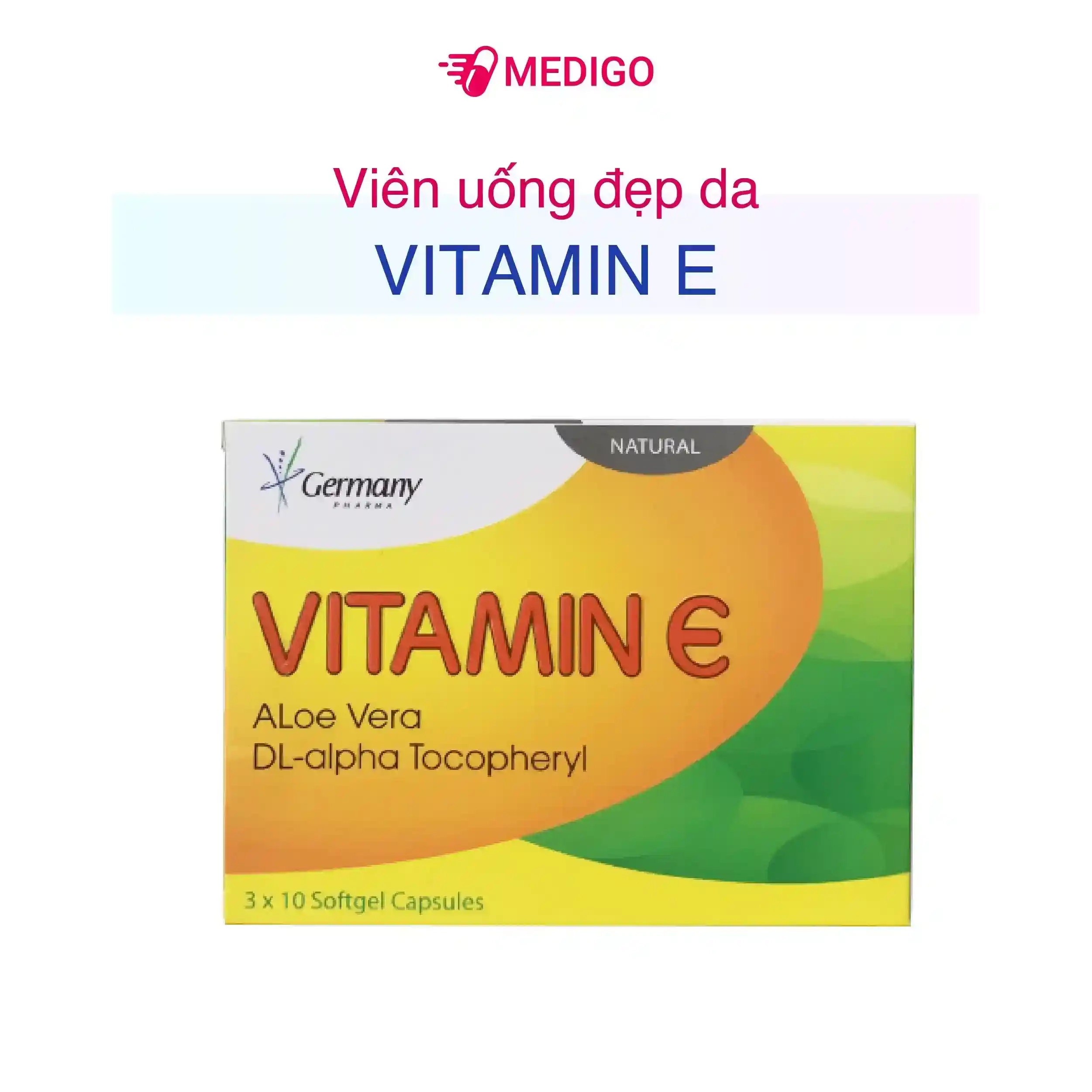 Viên uống đẹp da Vitamin E Germany Pharma hộp 3 vỉ x 10 viên