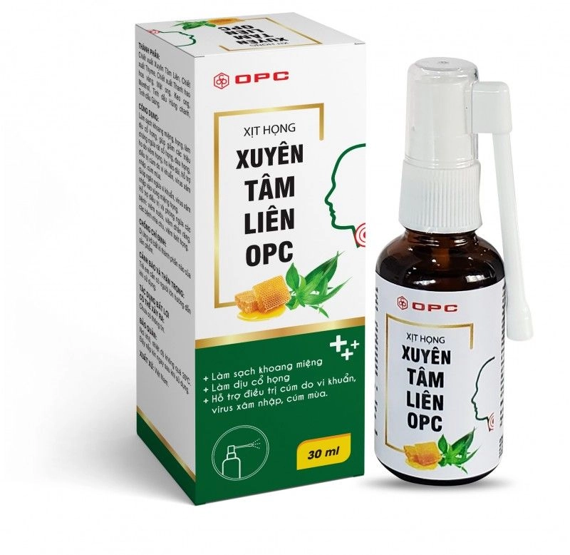 Xịt họng Xuyên Tâm Liên OPC hộp 1 chai 30ml