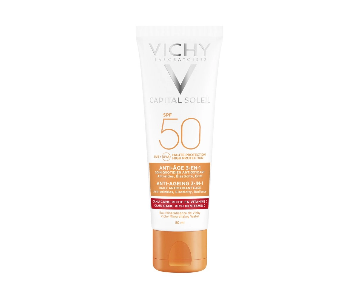 Kem chống nắng chống lão hóa hàng ngày Vichy Capital Soleil Anti-Ageing 3-In-1 SPF50 UVB + UVA tuýp 50ml