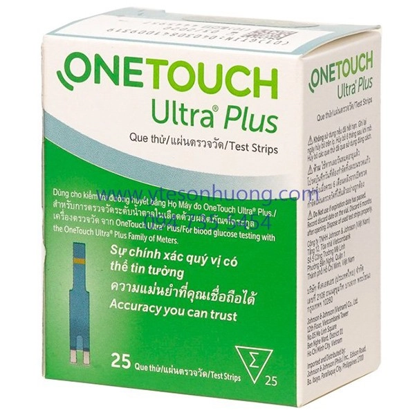 Que thử đường huyết Onetouch Ultra Plus hộp 25 que/lọ