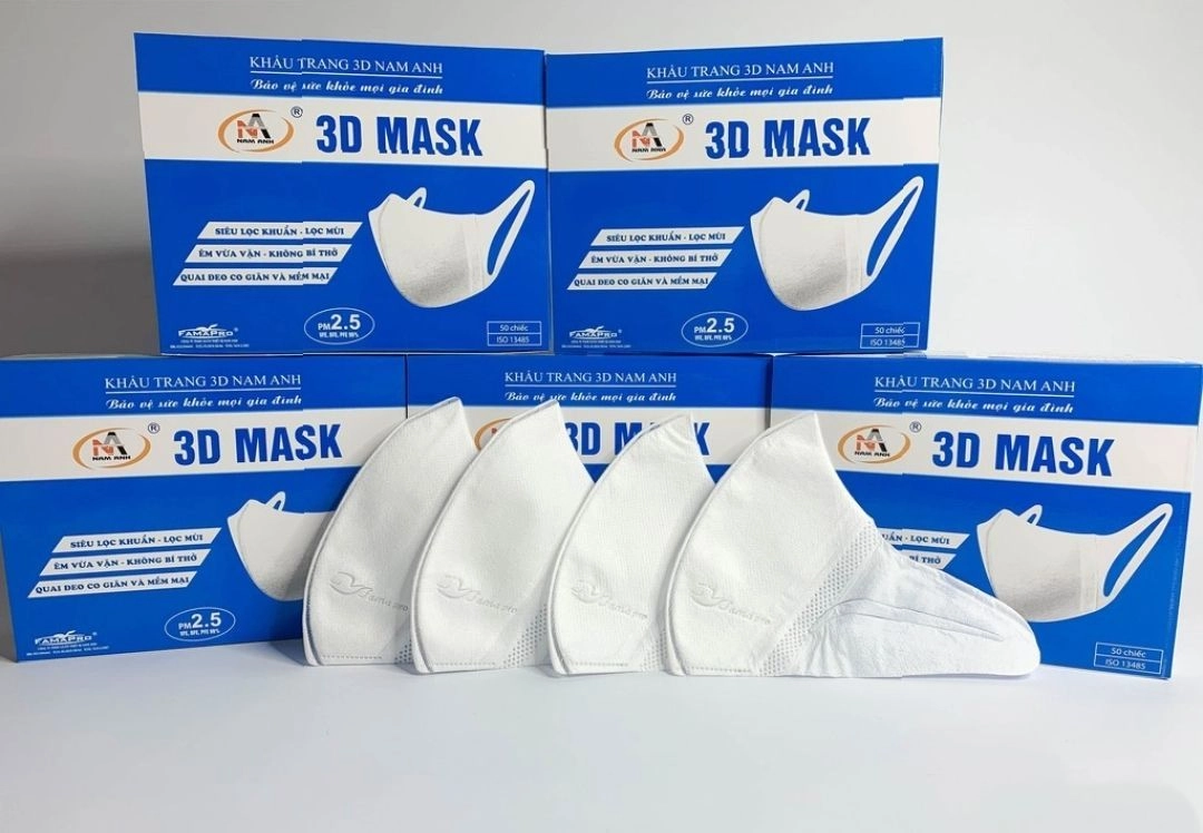 Khẩu trang 3D Mask Nam Anh (trắng) hộp 50 cái