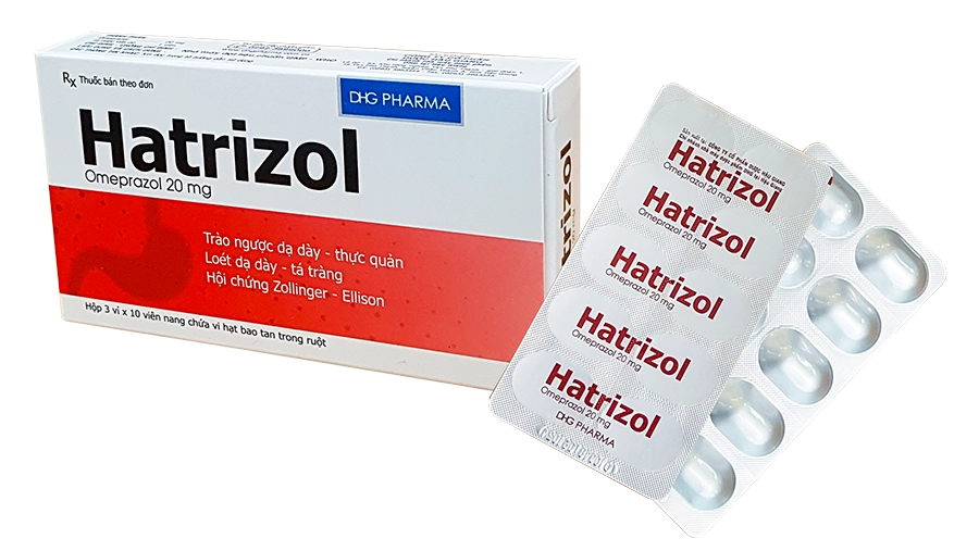 Thuốc trị đau dạ dày Hatrizol 20mg DHG hộp 3 vỉ x 10 viên