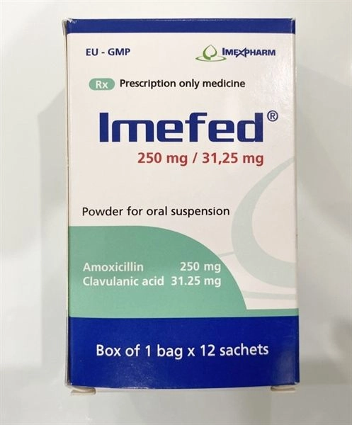 Thuốc kháng sinh  Imefed 250mg/31.25mg hộp 12 gói