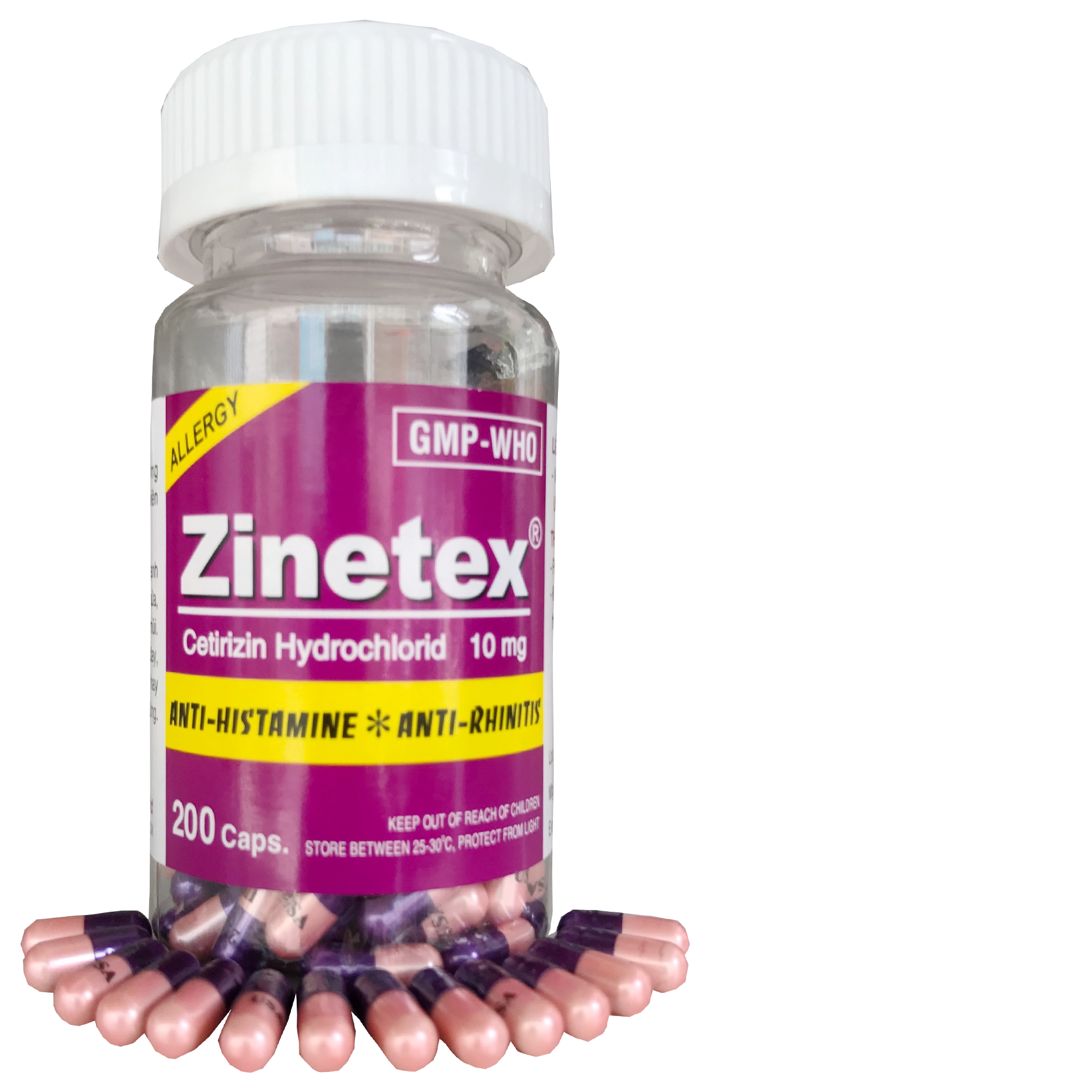 Thuốc chống dị ứng Zinetex chai 200 viên nang cứng