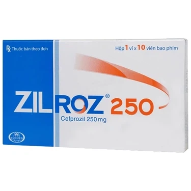 Thuốc điều trị các nhiễm khuẩn từ nhẹ đến vừa Zilroz 250 hộp 1 vỉ x 10 viên