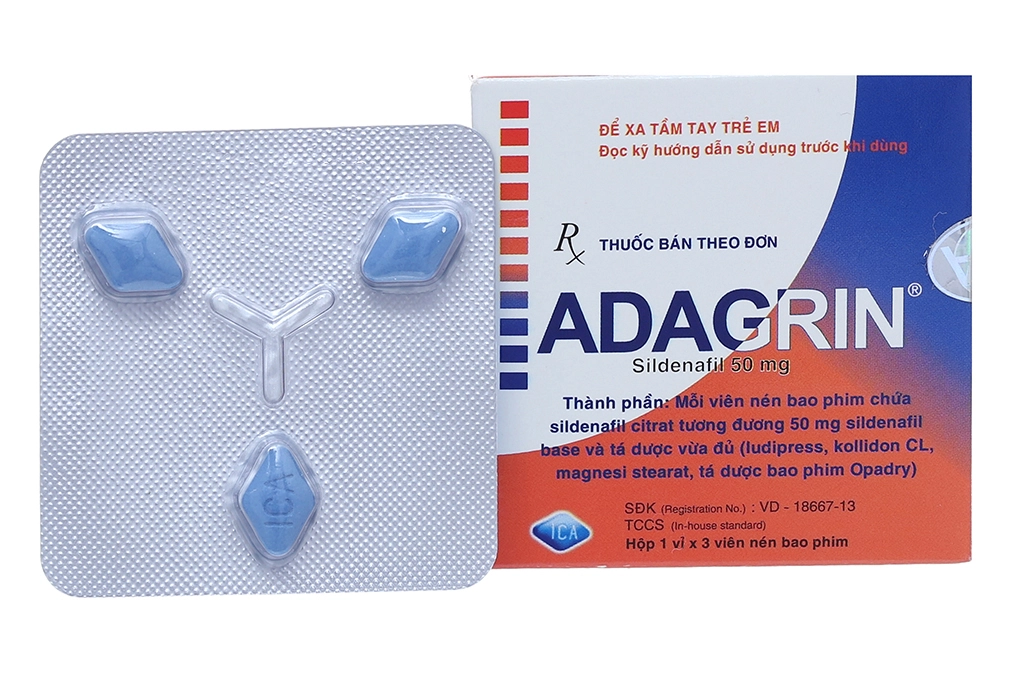 Thuốc trị rối loạn cương dương Adagrin 50mg hộp 3 viên
