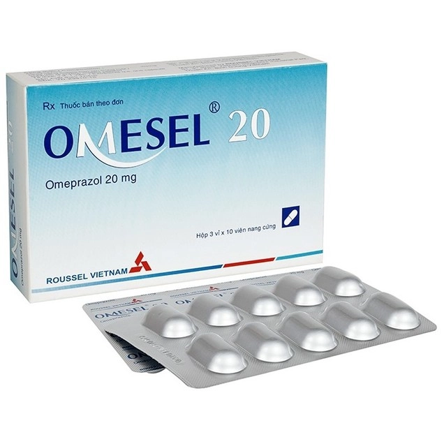Điều trị và phòng ngừa tái phát loét dạ dày Omesel 20 Roussel hộp 3 vỉ x 10 viên